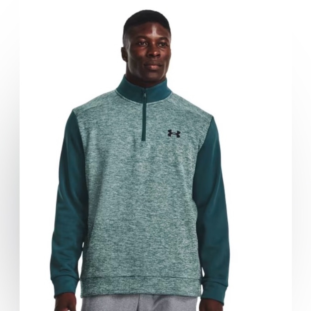 Under Armour Fleece Twist ¼ Zip  Tourmaline Teal Sweatshirt Top Mens Size M